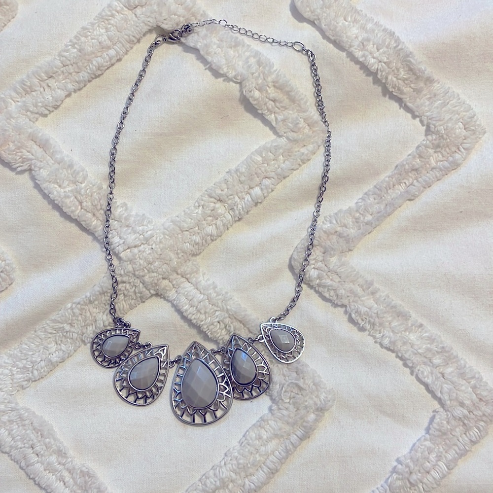 Sterling silver and grey accent necklace
